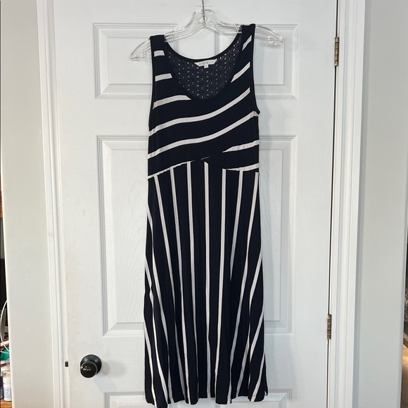 cleo Dresses & Skirts - Cleo Navy and White Striped Midi Dress